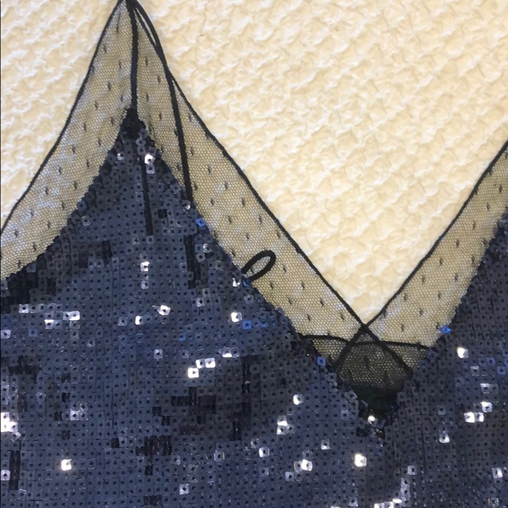 Navy blue sequin top.